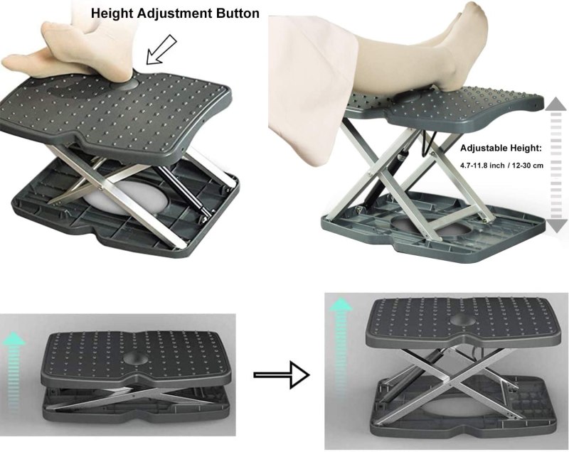 5 Pieces Adjustable Footrest Under Desk Support Footstool Ergonomic Foot Rest 16.5“ x 11.4“ with Massage Textured Surface 6
