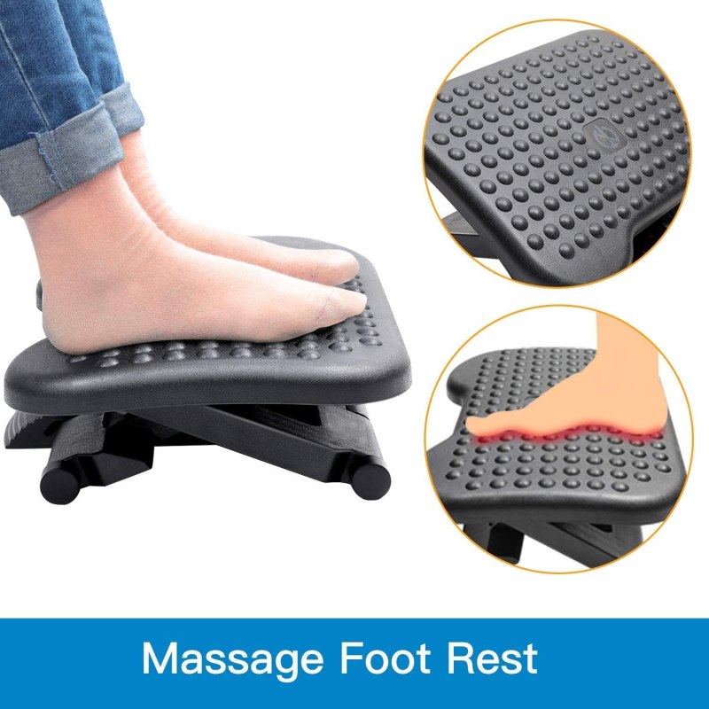 Adjustable Foot Rest Ergonomic Under Desk Footrest with 3 Height Position 30 Degree Tilt Angle Non-Skid Massage Surface Texture 5 Adjustable Foot Rest Ergonomic Under Desk Footrest with 3 Height Position 30 Degree Tilt Angle Non-Skid Massage Surface Texture 5