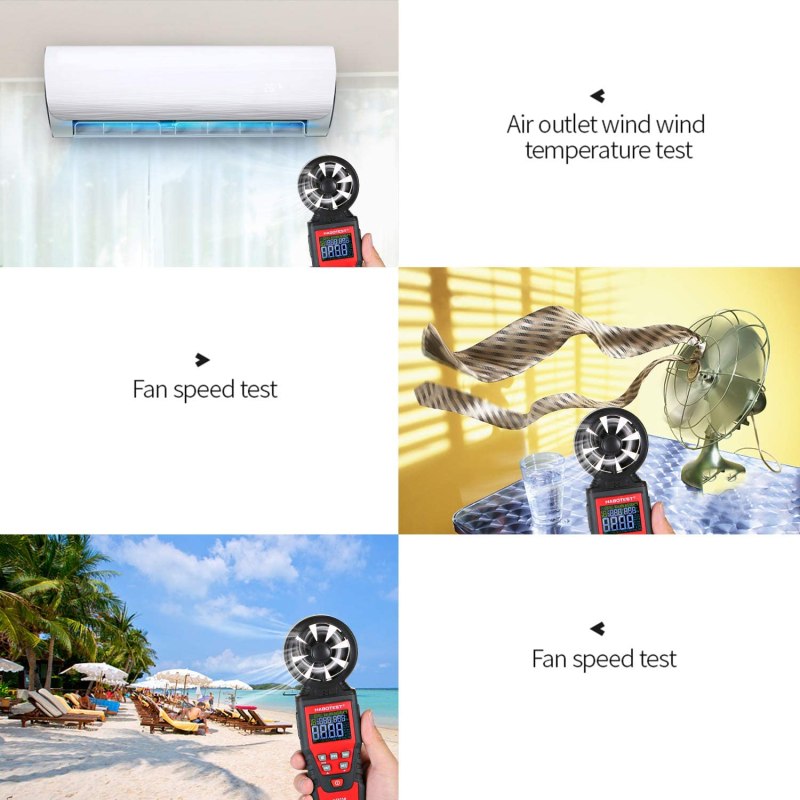 Handheld Anemometer Digital Wind Speed Meter with USB, LCD Color Display Measures Wind Speed Humidity Temperature 7