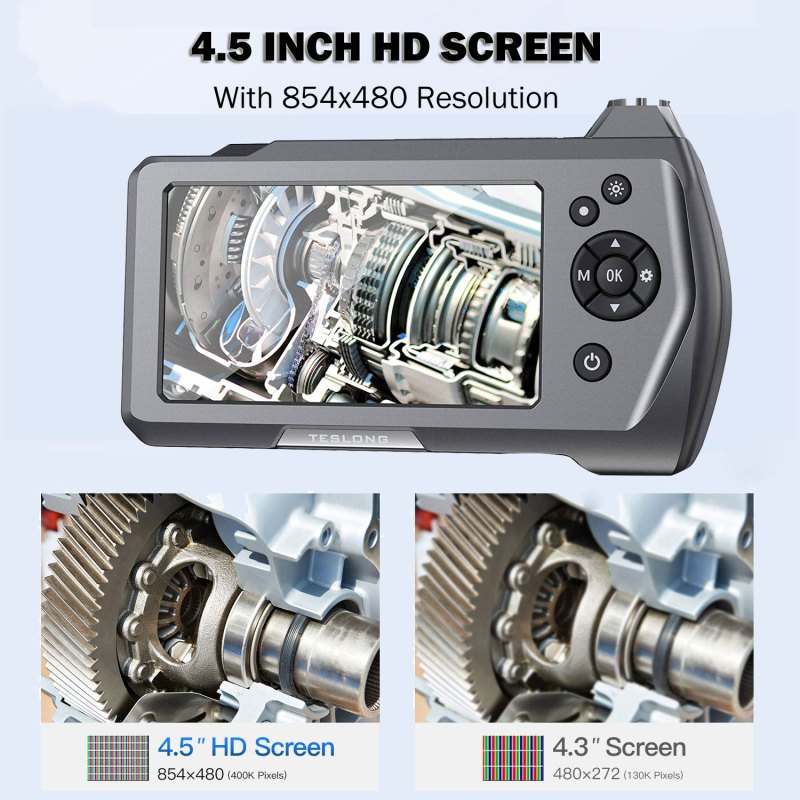 Industrial Endoscope Camera, 4.5" IPS Screen Endoscope-Borescope, 0.21" Waterproof Inspection Camera, 9.8ft Gooseneck Snake Cable 2