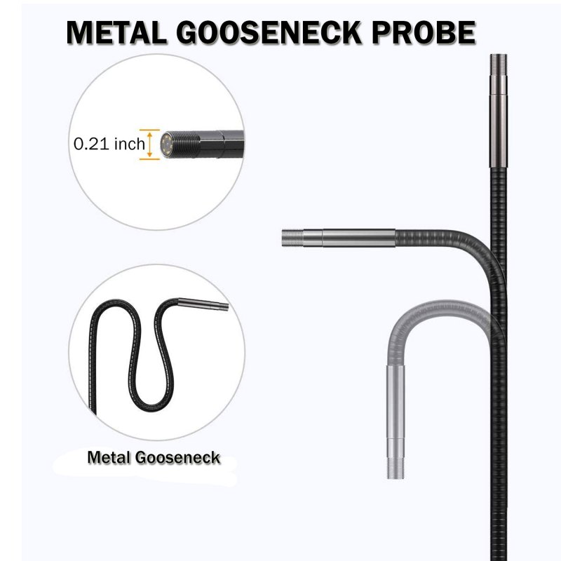 Industrial Endoscope Camera, 4.5" IPS Screen Endoscope-Borescope, 0.21" Waterproof Inspection Camera, 9.8ft Gooseneck Snake Cable 3