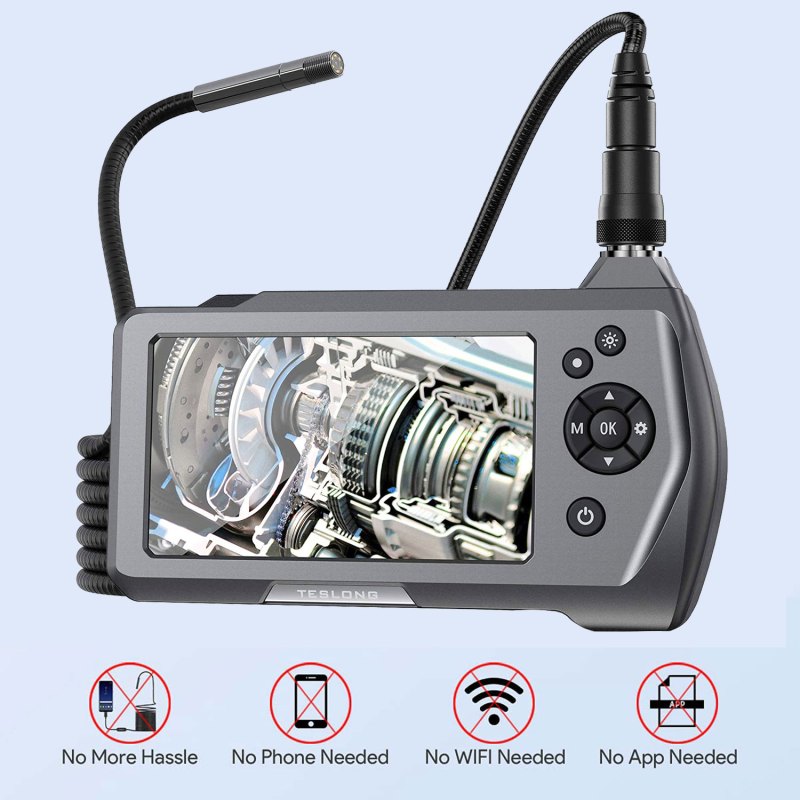 Industrial Endoscope Camera, 4.5" IPS Screen Endoscope-Borescope, 0.21" Waterproof Inspection Camera, 9.8ft Gooseneck Snake Cable 8
