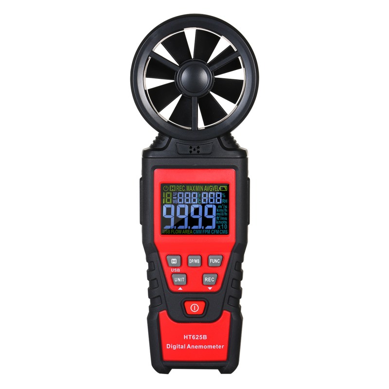 Handheld Anemometer Digital Wind Speed Meter with USB, LCD Color Display Measures Wind Speed Humidity Temperature 1