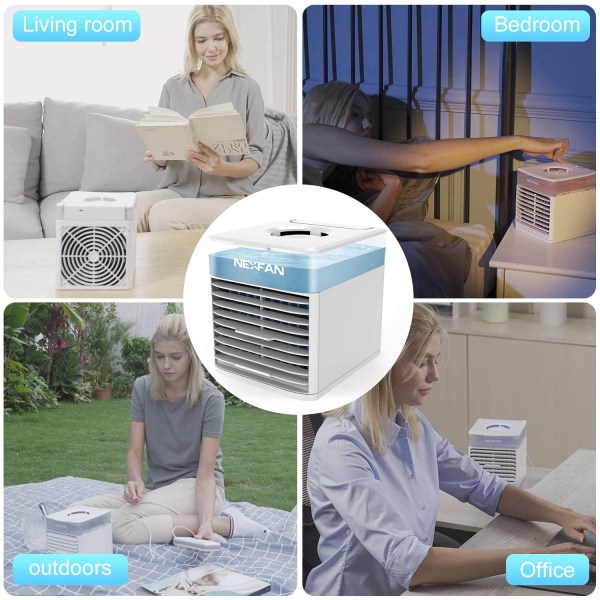 Portable Air Cooler Mini USB Air Conditioner with 3 Speeds and 7 Colors Night Light 5