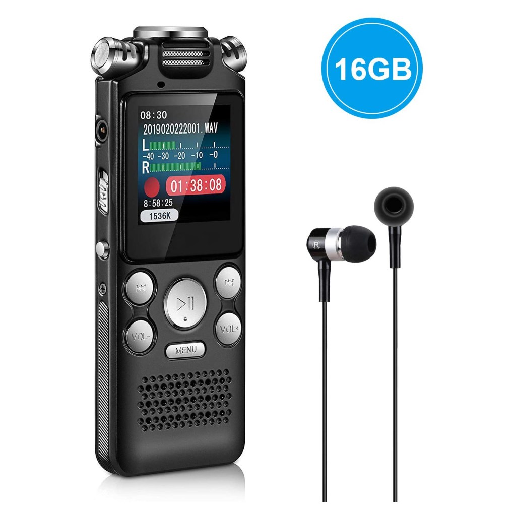 Digital Voice Recorder 16GB with Variable Playback Speed, Sound Recorder, Ultra-Sensitive Microphones, MP3 Player, Noise Reduction Audio Recording 1