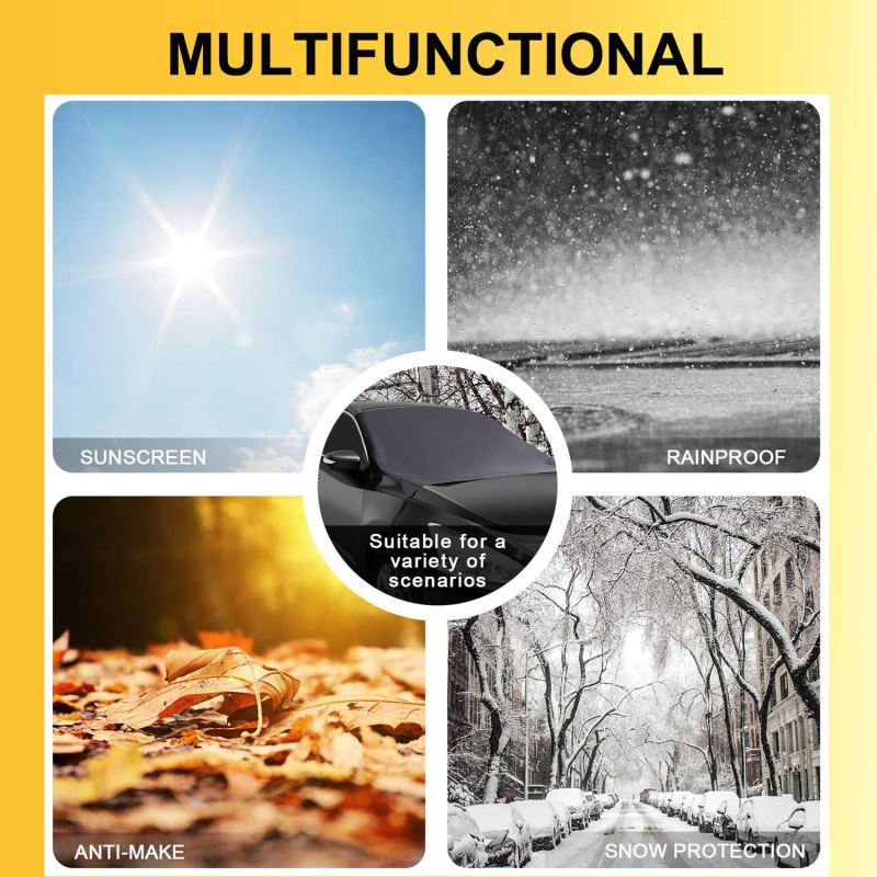 Windshield Cover with Magnet for Snow, Leaves, Rain, Frost, Larger Size (85''x61'') Suit for Most Car 2