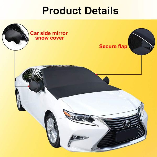Windshield Cover with Magnet for Snow, Leaves, Rain, Frost, Larger Size (85''x61'') Suit for Most Car 3