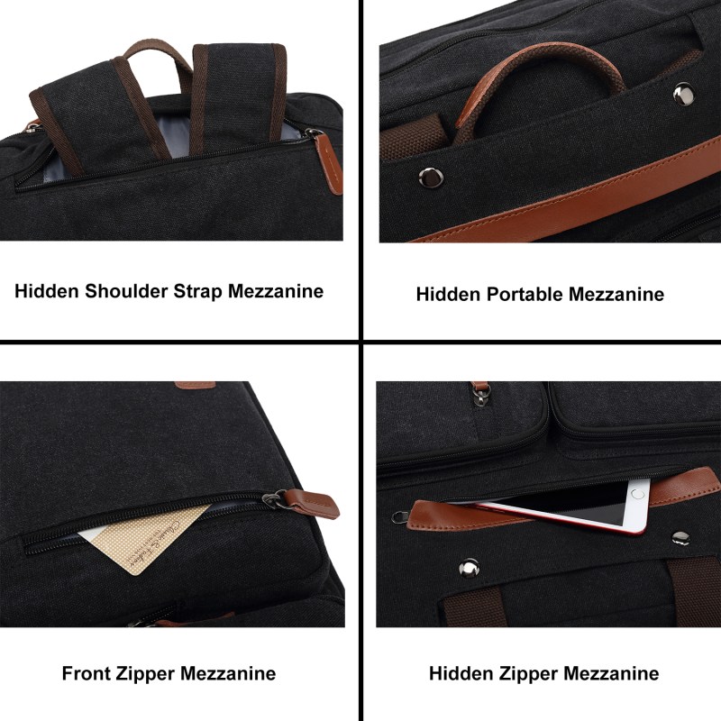 Convertible Backpack Briefcase Messenger Bag 15.6 Inch Laptop Tablet Carrying Case Shoulder Bag Waterproof 20