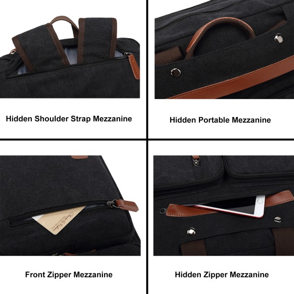 Convertible Backpack Briefcase Messenger Bag 17.3 Inch Laptop Tablet Carrying Case Shoulder Bag Waterproof 5