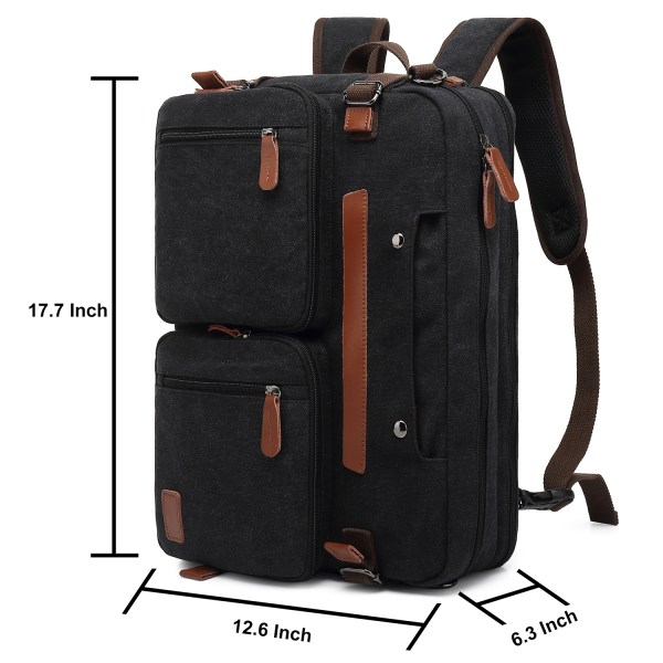 Convertible Backpack Briefcase Messenger Bag 17.3 Inch Laptop Tablet Carrying Case Shoulder Bag Waterproof 6