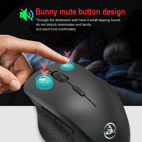 2.4GHz Wireless Mouse Optical Wireless Gaming Vertical Mute Mice 6 Keys, Three-Speed DPI Adjustable 3