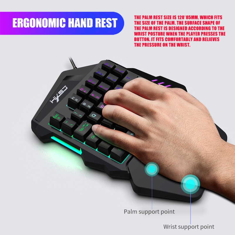 Single Handed Gaming Keyboard 35 Keys LED Backlight and Wired Gaming Mouse Combo with Breathing Light 3 Single Handed Gaming Keyboard 35 Keys LED Backlight and Wired Gaming Mouse Combo with Breathing Light 3