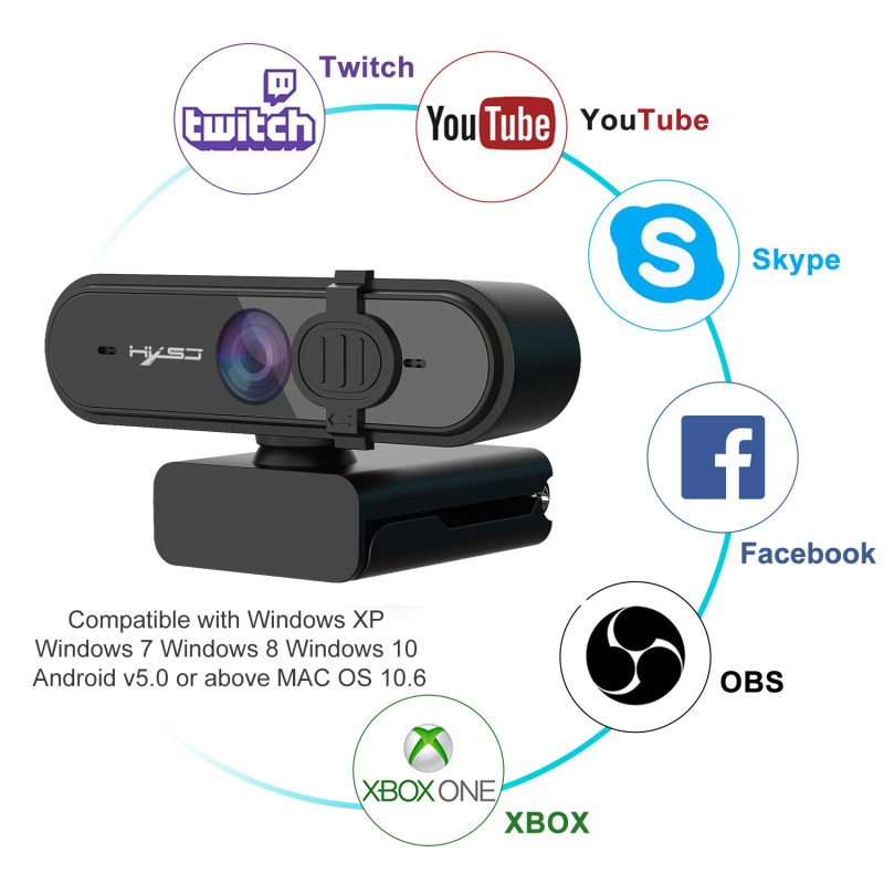 HD 1080P Webcam Autofocus Computer PC WebCam With Microphone Rotatable Cameras 4