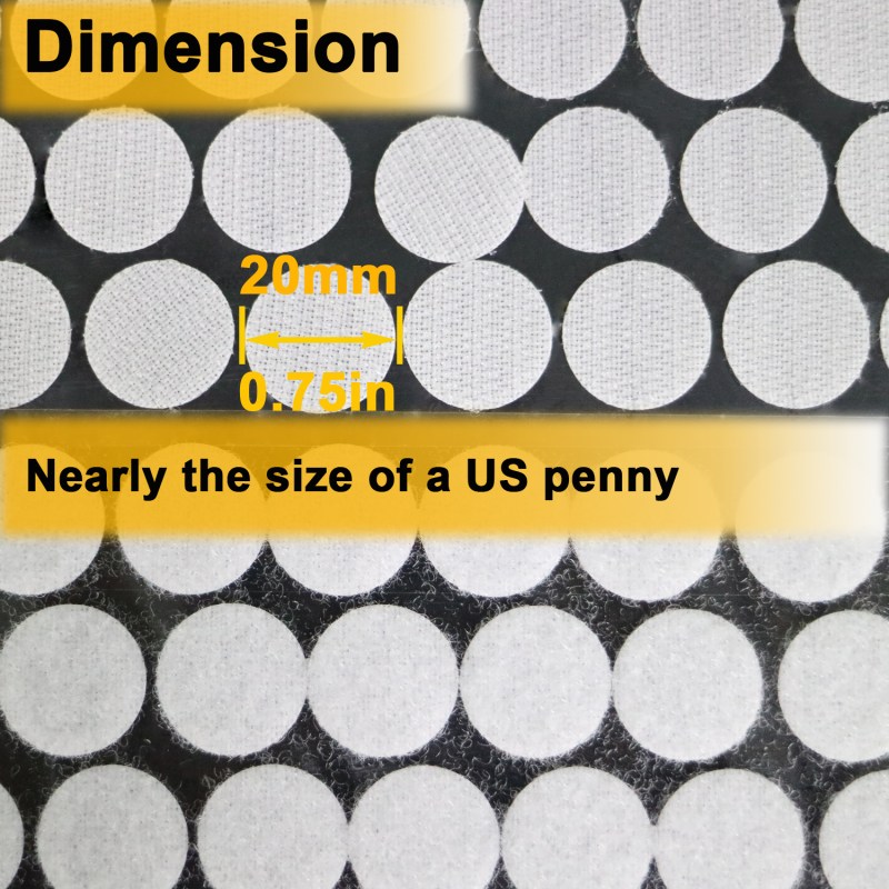 Self Adhesive Dots 1500 Pieces (750 Pair Sets), Sticky Back Coins Hook & Loop, Nylon Strips 21