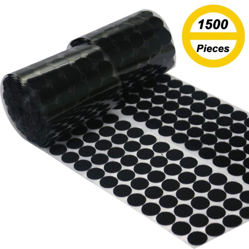 Self Adhesive Dots 1500 Pieces (750 Pair Sets), Sticky Back Coins Hook & Loop, Nylon Strips 20