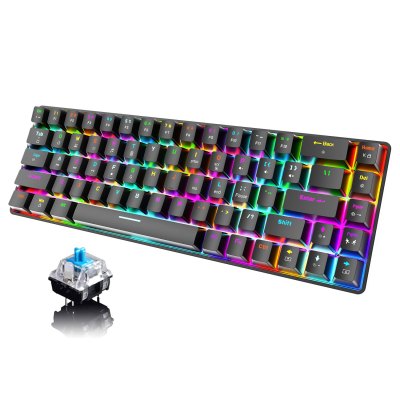 60% Mechanical Gaming Keyboard Blue Switch Mini 68 Keys Wired USB Type-C Cable, 18 Backlit Effects For PC Laptop Computer