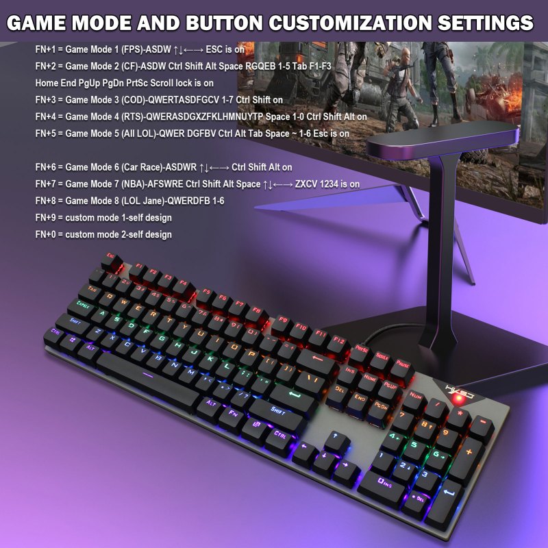 Mechanical Gaming Keyboard Blue Switch 104 Keys USB Wired RGB Backlit Keyboard N-Key Rollover For PC Laptop Computer 5 Mechanical Gaming Keyboard Blue Switch 104 Keys USB Wired RGB Backlit Keyboard N-Key Rollover For PC Laptop Computer 5