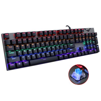 Mechanical Gaming Keyboard Blue Switch 104 Keys USB Wired RGB Backlit Keyboard N-Key Rollover For PC Laptop Computer