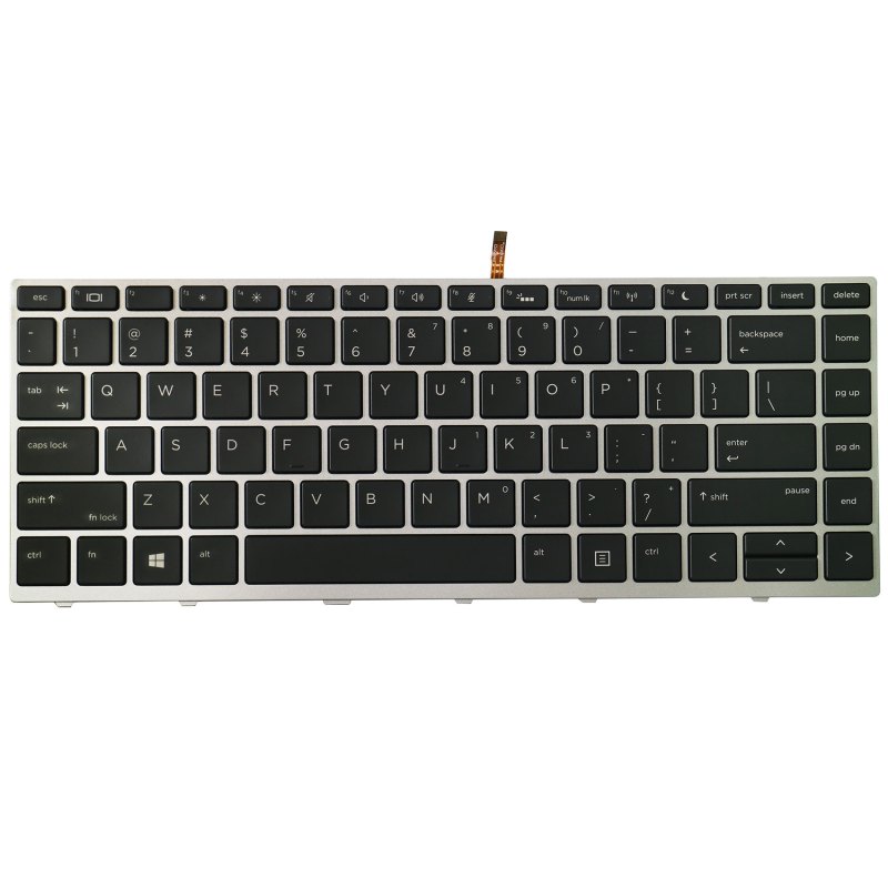 Replacement Keyboard for HP Probook 430 G5 / 440 G5 / 445 G5/ 640 G4 / 645 G4 / 640 G5 Laptop Silver Frame No Pointer 1