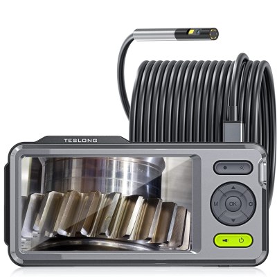 1080P Dual Lens Inspection Camera Endoscope, 5-inch 720P HD IPS  Screen, 5mm Probe Waterproof Borescope Snake Cable (5m/16.4ft), 32GB Memory Card, Toolbox