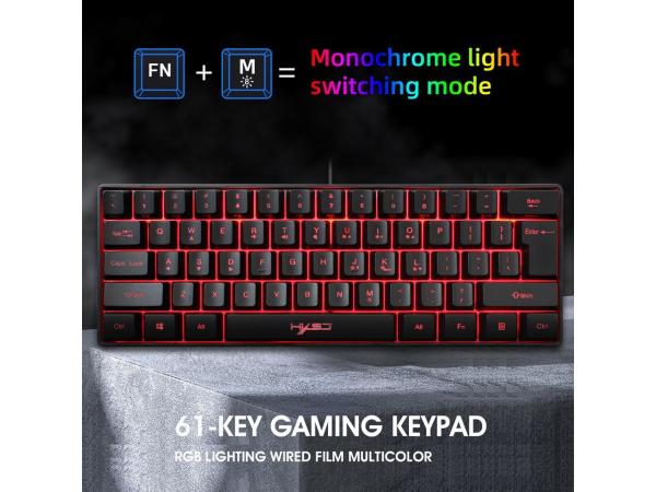Wired Gaming Keyboard 61-key Mini Keyboard RGB Lighting Multiple Shortcut Key Combinations For Computer PC Laptop 5