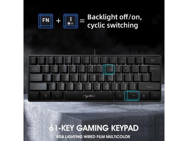 Wired Gaming Keyboard 61-key Mini Keyboard RGB Lighting Multiple Shortcut Key Combinations For Computer PC Laptop 6
