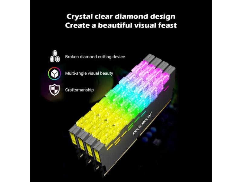 ARGB RAM Heatsink Cooler RGB Memory Cooling Heat Sink 5V 3 Pin 4 Pin Aluminum Alloy RA-2 Colorful Flashing Heat Spreader 8