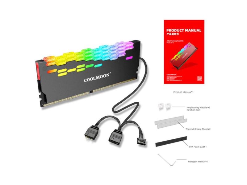 ARGB RAM Heatsink Cooler RGB Memory Cooling Heat Sink 5V 3 Pin 4 Pin Aluminum Alloy RA-2 Colorful Flashing Heat Spreader 10