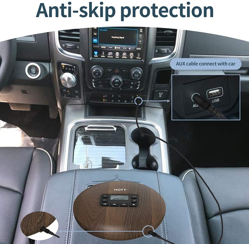 Portable CD Player CD611 for Home Travel and Car with Stereo Headphones, Anti-Shock, Wood Grain Pattern 2 Portable CD Player CD611 for Home Travel and Car with Stereo Headphones, Anti-Shock, Wood Grain Pattern 2
