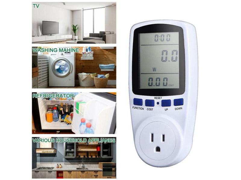 Digital Power Meter LCD Power Saving Energy Monitor Watt Amp Volt KWh Meter Electricity Analyzer 19