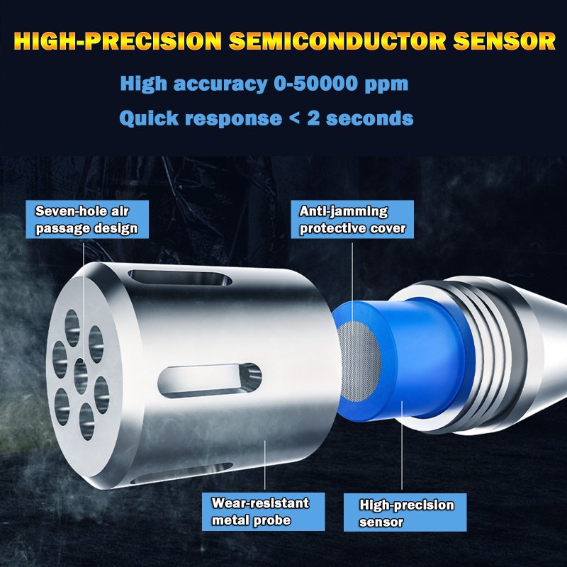 Gas Leak Detector Portable Flammable Gas Sniffer Combustible Gas Leak Detector with 50000PPM 100%LEL, Flexible Probe 5 Gas Leak Detector Portable Flammable Gas Sniffer Combustible Gas Leak Detector with 50000PPM 100%LEL, Flexible Probe 5