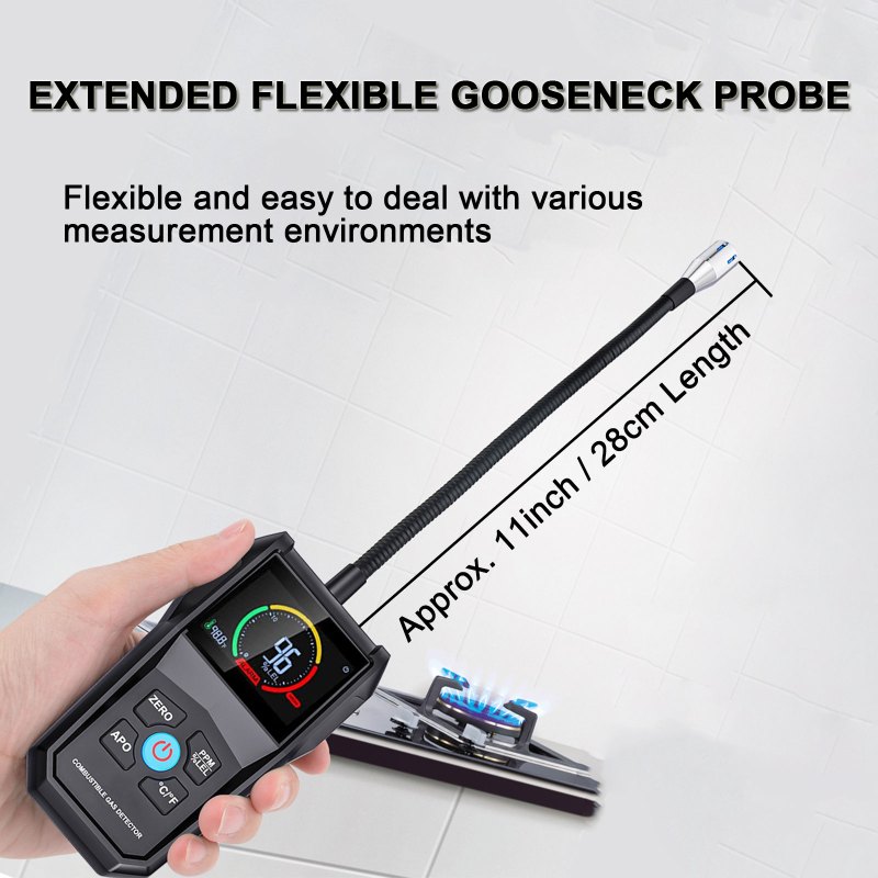 Gas Leak Detector Portable Flammable Gas Sniffer Combustible Gas Leak Detector with 50000PPM 100%LEL, Flexible Probe 6 Gas Leak Detector Portable Flammable Gas Sniffer Combustible Gas Leak Detector with 50000PPM 100%LEL, Flexible Probe 6