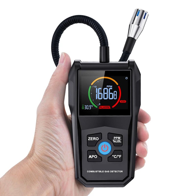 Gas Leak Detector Portable Flammable Gas Sniffer Combustible Gas Leak Detector with 50000PPM 100%LEL, Flexible Probe 1 Gas Leak Detector Portable Flammable Gas Sniffer Combustible Gas Leak Detector with 50000PPM 100%LEL, Flexible Probe 1