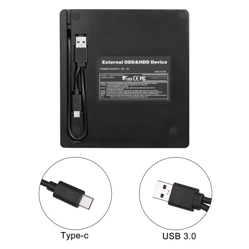 External CD DVD Drive USB 3.0 Type-C CD-RW DVD-R Combo Burner with SD/TF Slot, 2 USB 2.0 Port for PC Laptop Computer Windows 11/10/8/7 8