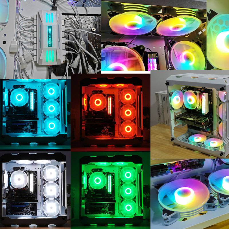 RGB Case Fan 6 Pack, 120mm 5V 3Pin ARGB 4Pin PWM PC Computer Chassis Cooler, Motherboards Sync Colorful PC Radiator CPU Heatsink 7