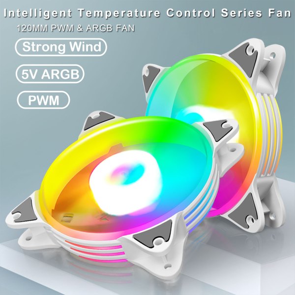 RGB Case Fan 6 Pack, 120mm 5V 3Pin ARGB 4Pin PWM PC Computer Chassis Cooler, Motherboards Sync Colorful PC Radiator CPU Heatsink 9