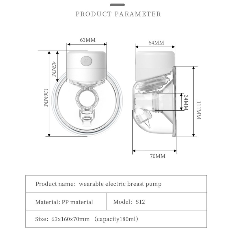 Wearable Breast Pumps Portable Hands Free Electric Breastfeeding Pump, Silent & Painless, 2 Modes & 9 Levels, 24mm Flange, LCD Display and Memory Function Rechargeable Pump 5