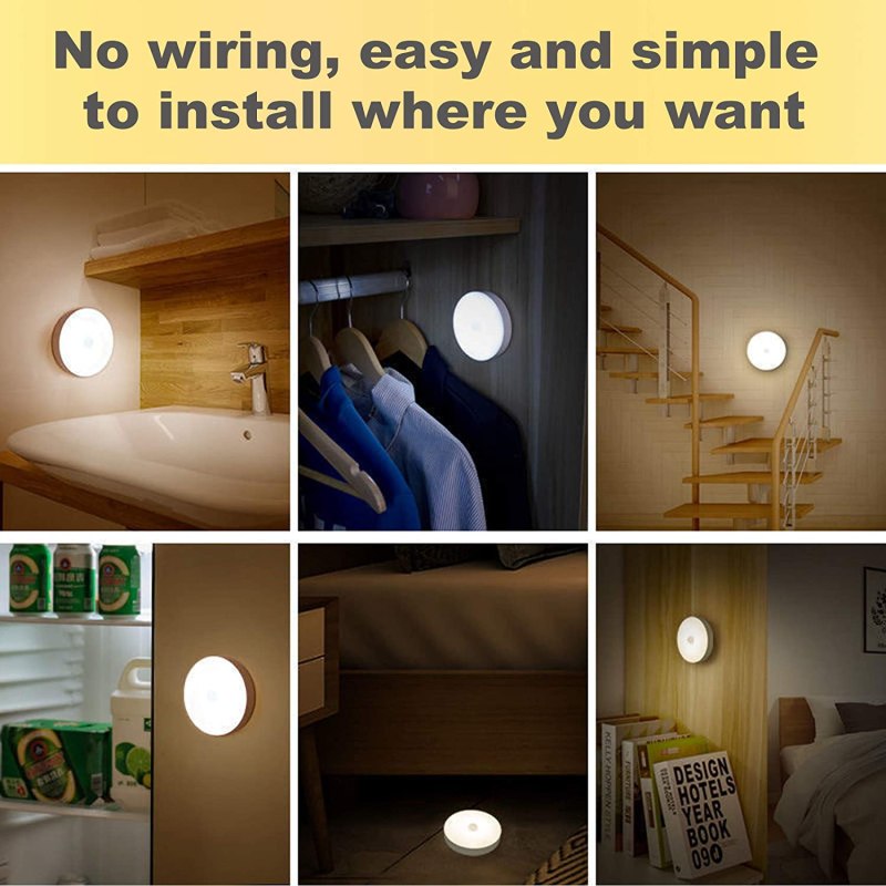 5 Pack Motion Sensor Night Lights,USB Rechargeable Path Night Lighting, 8 LED Beads Motion Detect Warm Light 3000K 3