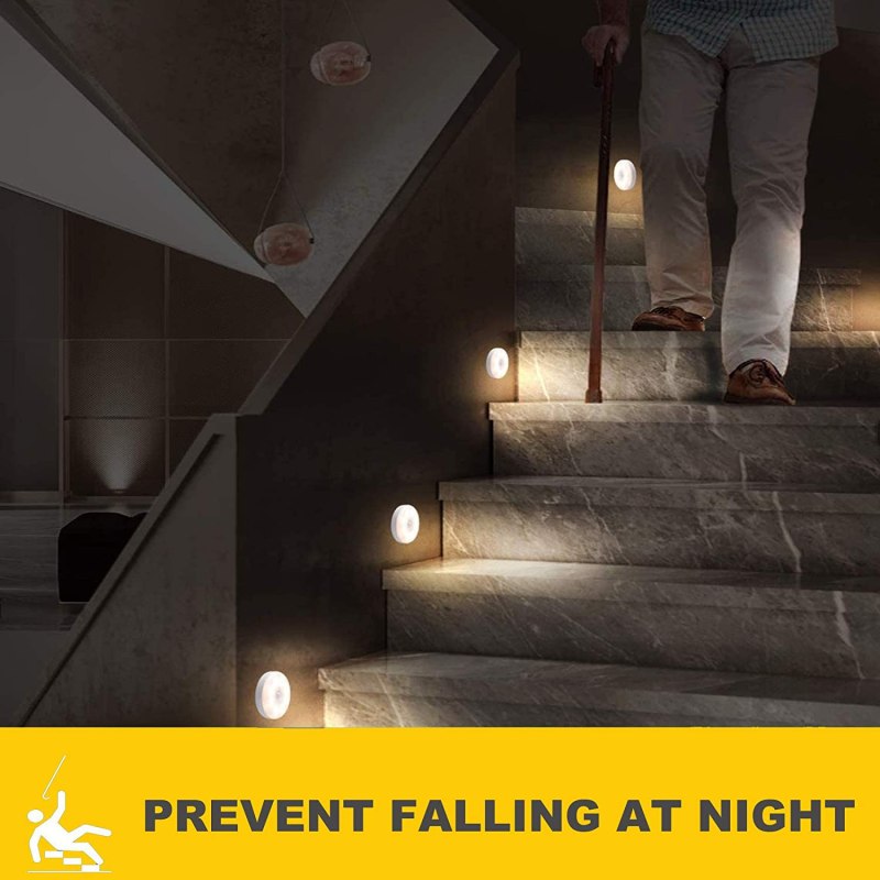5 Pack Motion Sensor Night Lights,USB Rechargeable Path Night Lighting, 8 LED Beads Motion Detect Warm Light 3000K 8