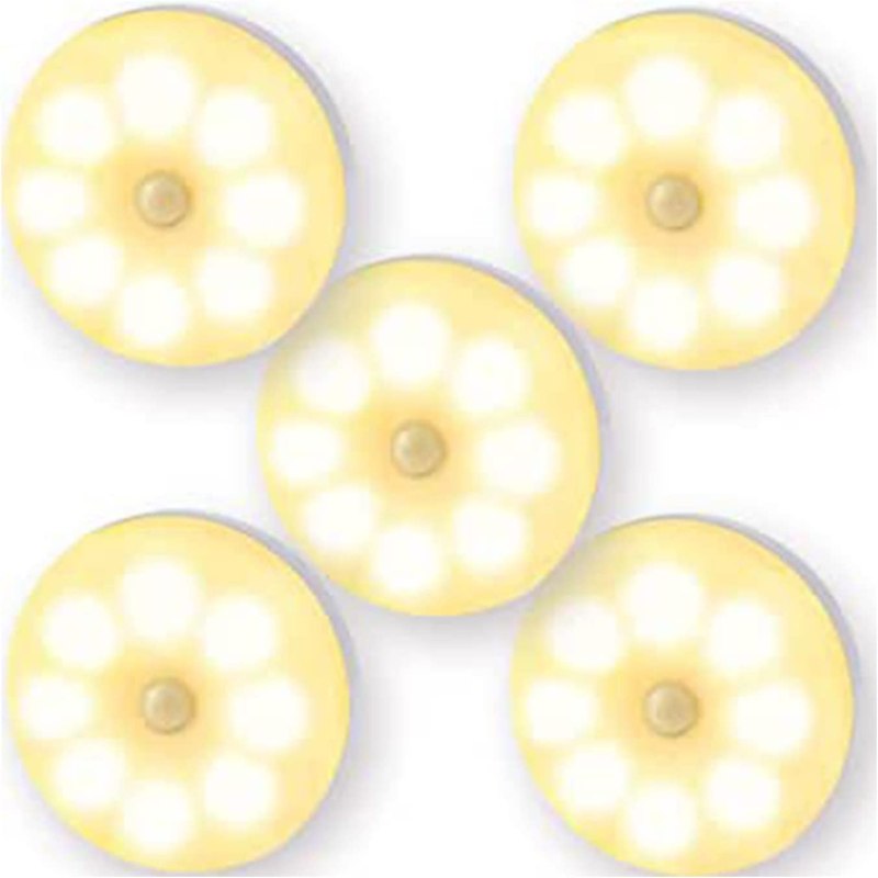 5 Pack Motion Sensor Night Lights,USB Rechargeable Path Night Lighting, 8 LED Beads Motion Detect Warm Light 3000K 1