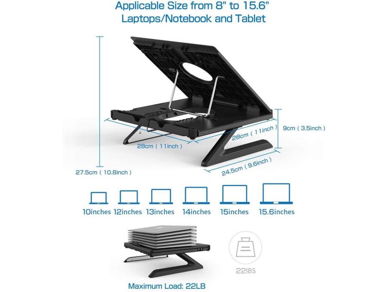 Olmaster Foldable Laptop Stand Adjustable Multi-Angle Computer Riser Portable Laptop Holder with Heat-Vent Black 7