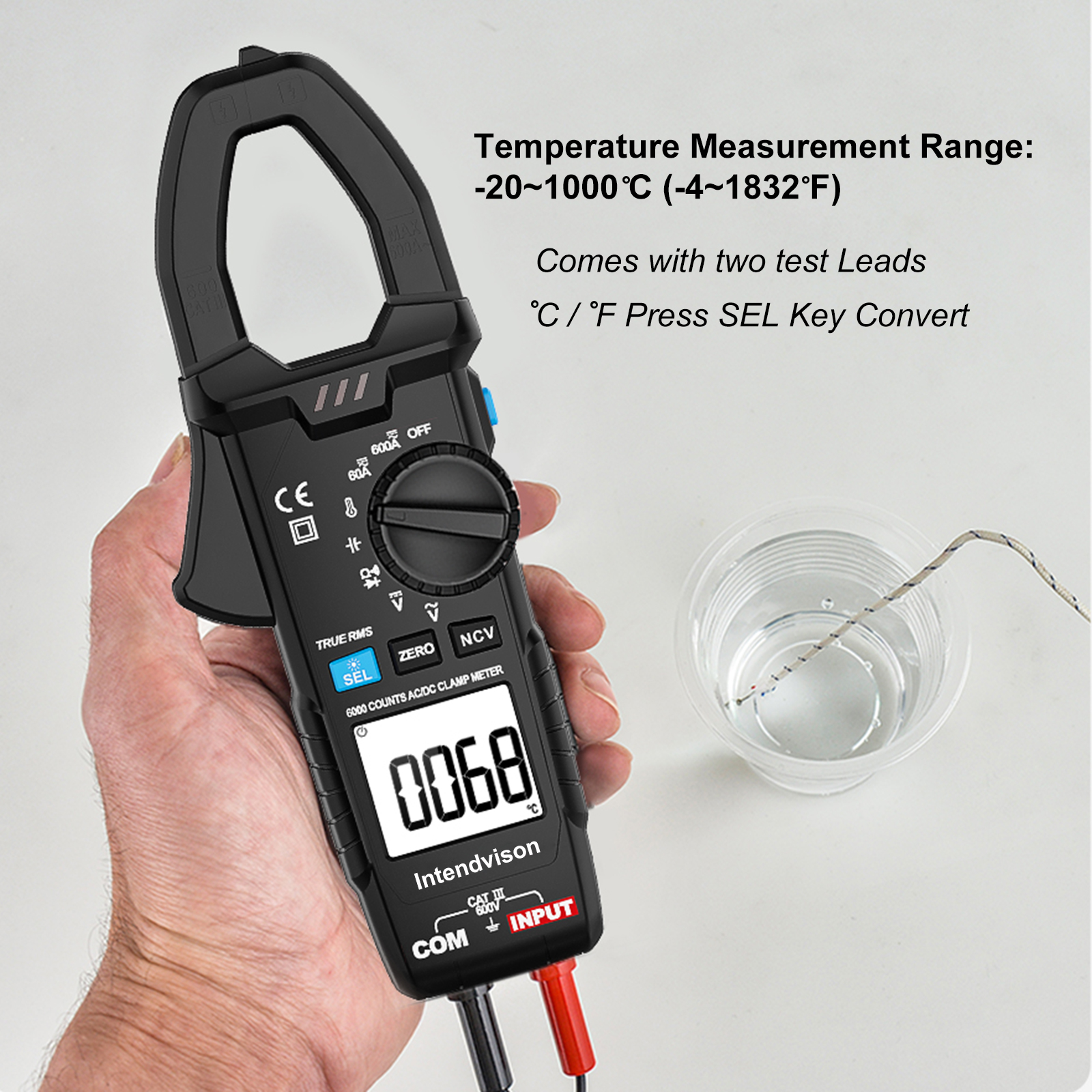 AC/DC Digital Clamp Meter T-RMS 6000 Counts, Multimeter Voltage Tester Auto-ranging NCV 4
