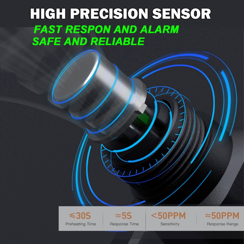 Gas Leak Detector, Natural Gas Detector with 3-Sensitivity Adjustable, Temperature & Humidity Measurement, Audible & Visual Alarm 6