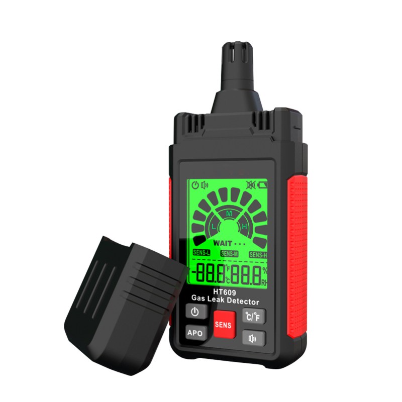 Gas Leak Detector, Natural Gas Detector with 3-Sensitivity Adjustable, Temperature & Humidity Measurement, Audible & Visual Alarm 1