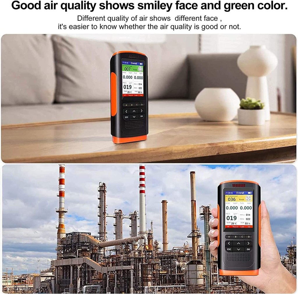 Air Quality Monitor, Indoor Air Quality Pollution Detector Accurate Tester for HCHO (Formaldehyde) TVOC PM2.5 PM1.0 PM10, with Temperature Humidity Monitoring 3