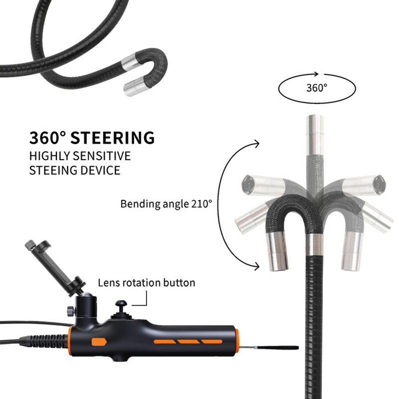 360° Articulating Borescope, Automotive Industrial Endoscope Inspection Camera combine with smart phones, Snake Cable (1m/3.28ft) 5