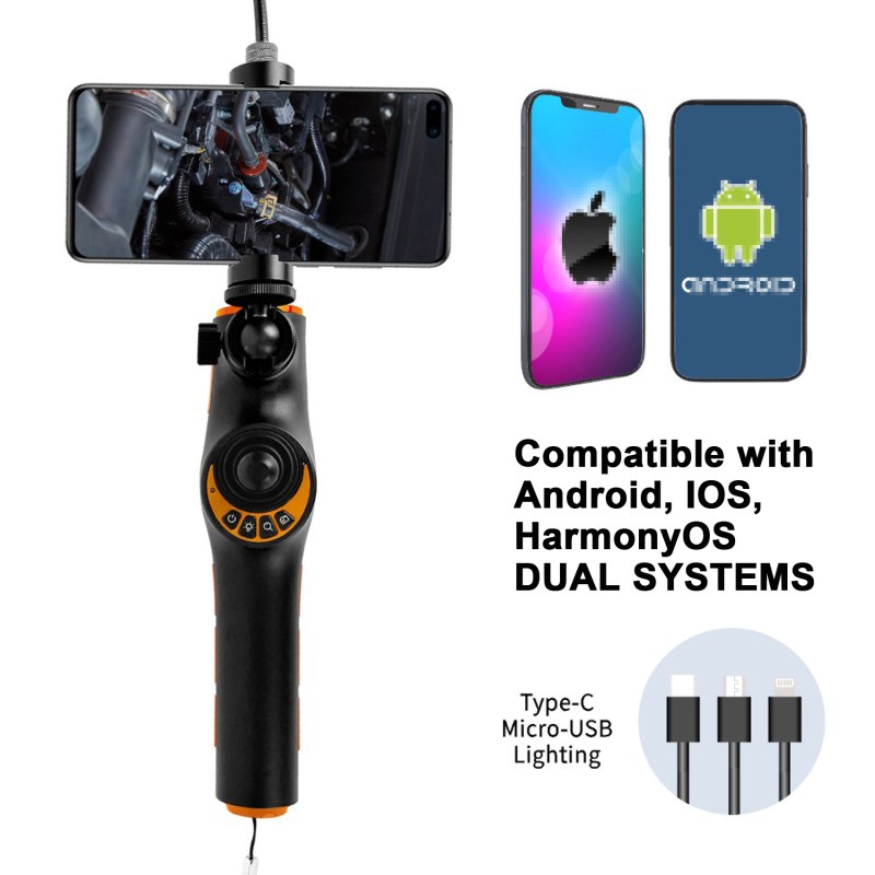 360° Articulating Borescope, Automotive Industrial Endoscope Inspection Camera combine with smart phones, Snake Cable (1m/3.28ft) 6