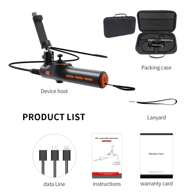 360° Articulating Borescope, Automotive Industrial Endoscope Inspection Camera combine with smart phones, Snake Cable (1m/3.28ft) 8