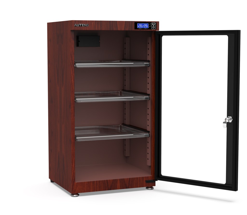 AUTENS 105L Dehumidifying Dry Cabinet Box, Wood Grain Design Digital Control Noiseless and Energy Saving 23