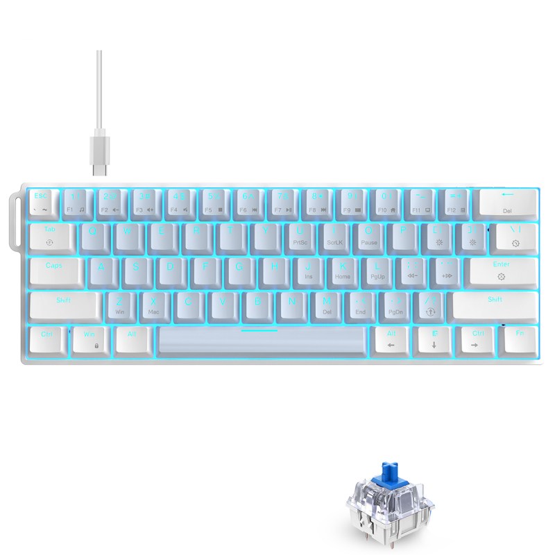 Mechanical Gaming Keyboard, RGB Backlit Wired Keyboard, 61 Keys 2
